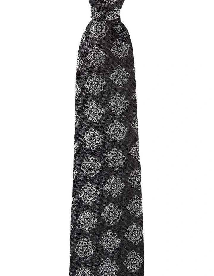 Piazza Foulard Silk Tie In Charcoal image 1