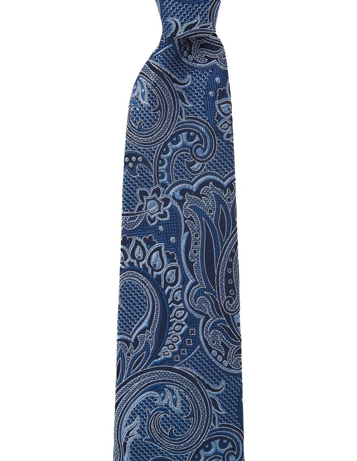 Pavone Paisley Silk Tie in Blue image 1