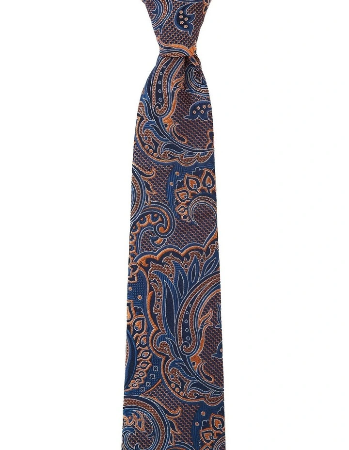 Pavone Paisley Silk Tie in Orange image 1
