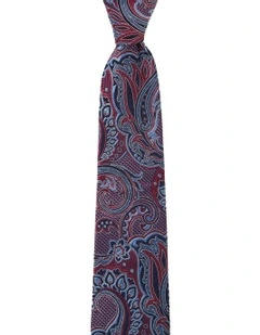 Pavone Paisley Silk Tie in Red