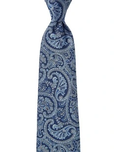 Matte Paisley Silk Tie in Navy