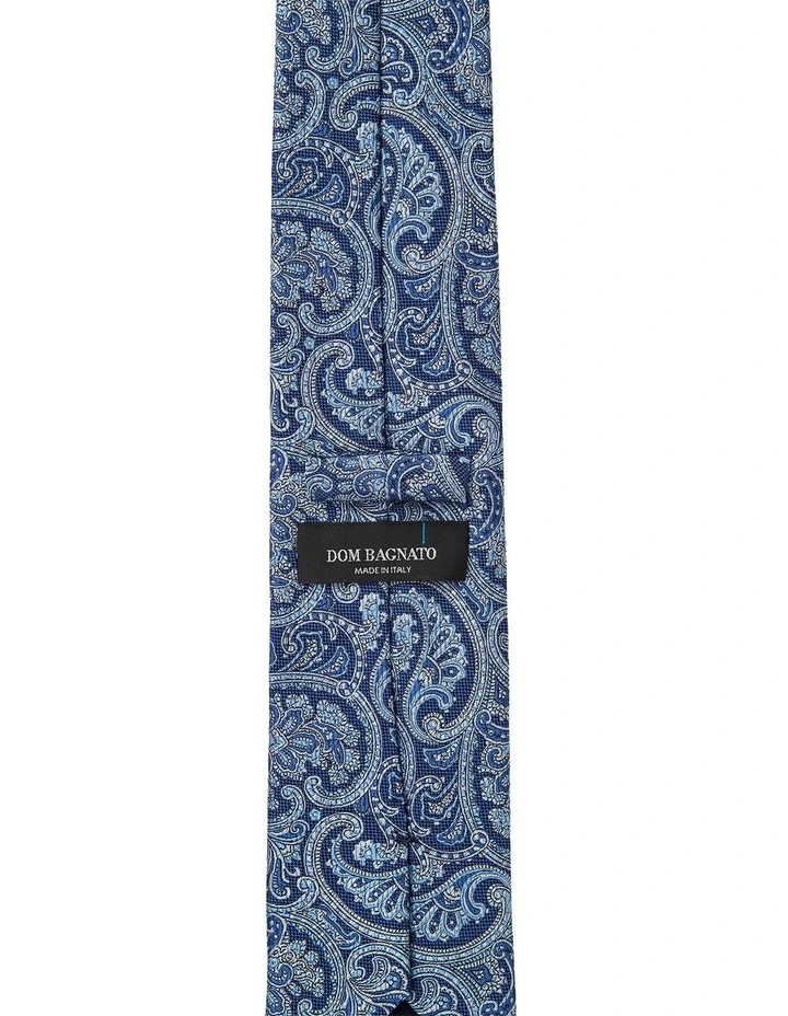 Matte Paisley Silk Tie in Navy image 2