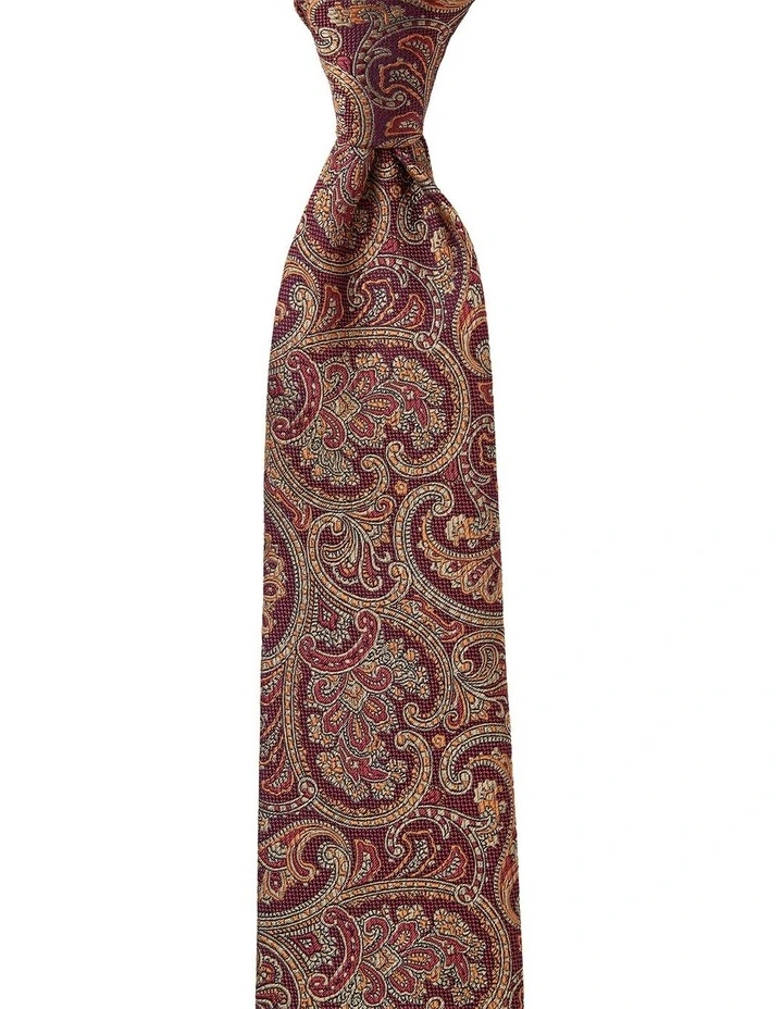 Matte Paisley Silk Tie in Red image 1