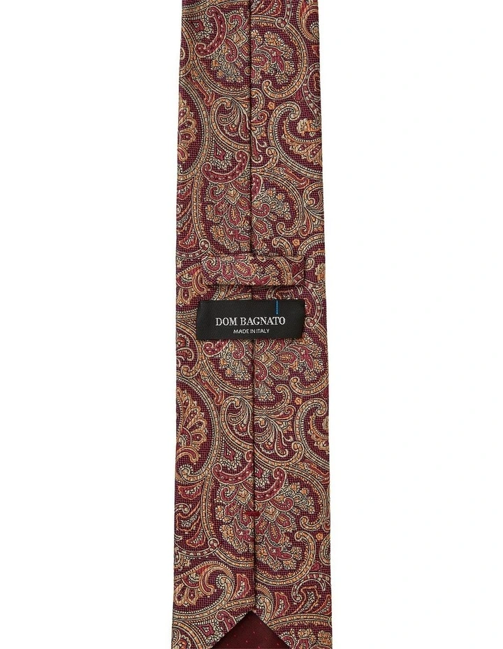 Matte Paisley Silk Tie in Red image 2