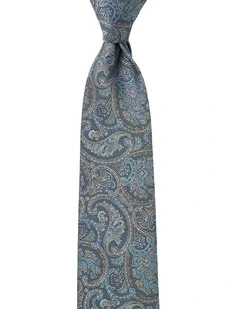 Matte Paisley Silk Tie in Teal