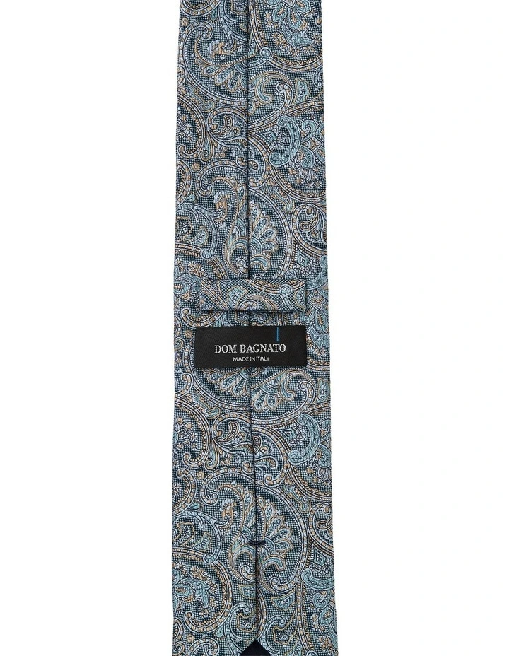 Matte Paisley Silk Tie in Teal image 2