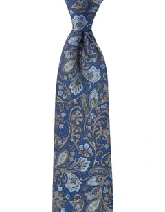 Piuma Paisley Silk Tie in Blue