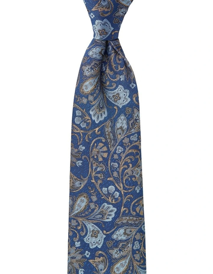 Piuma Paisley Silk Tie in Blue image 1
