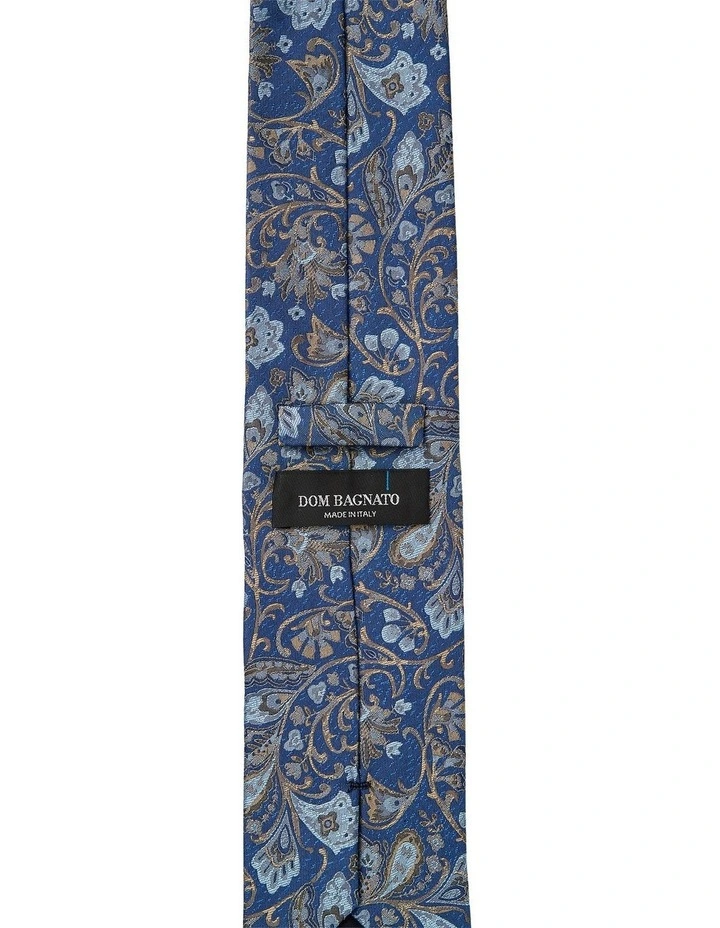 Piuma Paisley Silk Tie in Blue image 2