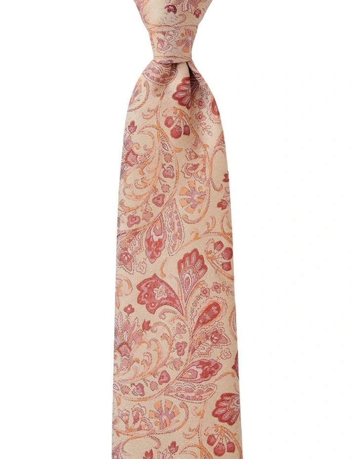 Piuma Paisley Silk Tie in Gold image 1