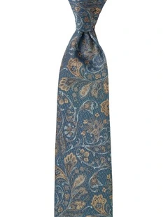 Piuma Paisley Silk Tie in Teal