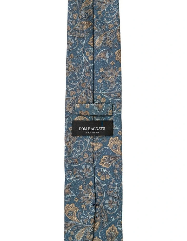 Piuma Paisley Silk Tie in Teal image 2