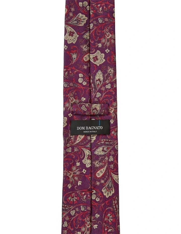 Piuma Paisley Silk Tie in Wine image 2