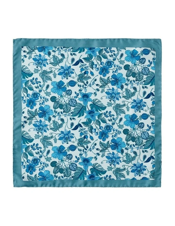 Passiflora Pochette Silk Pocket Squares in Teal image 1