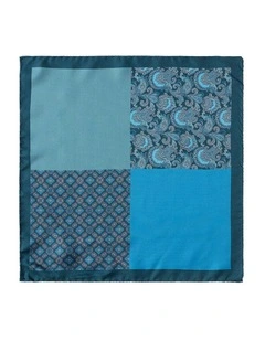 4-Way Fan Paisley Silk Pochette Pocket Square in Teal