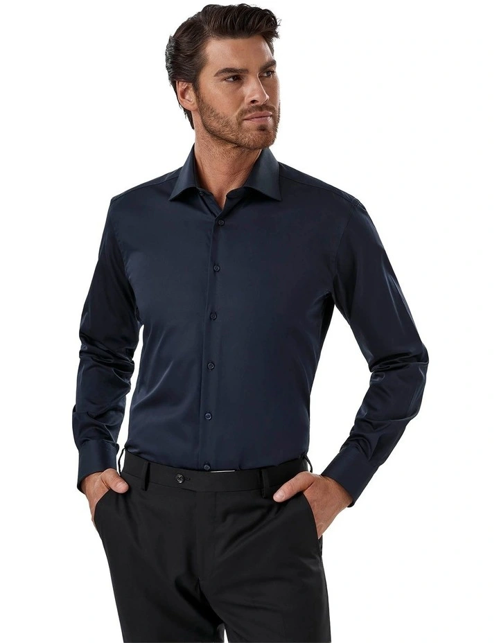 Marcell Tailored Fit Shirt in Dark Navy image 1