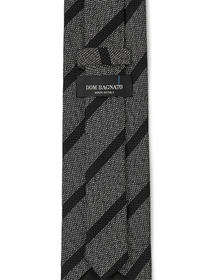 Tessuto A Righe Silk & Cotton Tie In Black image 2