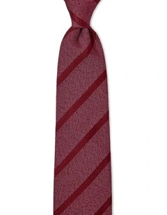 Tessuto A Righe Silk & Cotton Tie In Bordeaux
