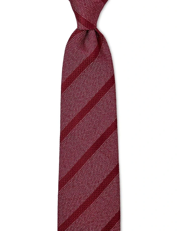 Tessuto A Righe Silk & Cotton Tie In Bordeaux image 1