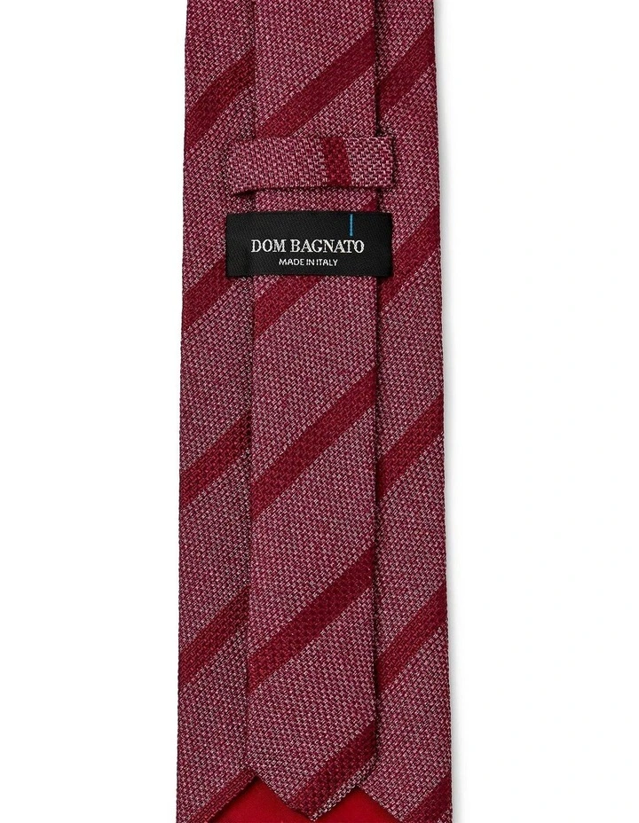 Tessuto A Righe Silk & Cotton Tie In Bordeaux image 2