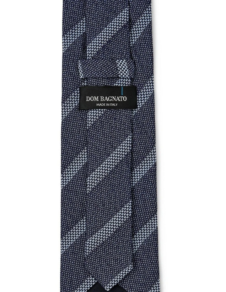 Tessuto A Righe Silk & Cotton Tie In Navy image 2