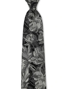 Peonia Grande Silk Tie In Black