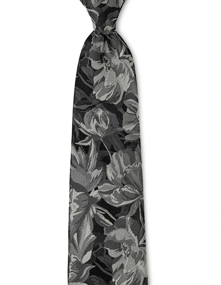 Peonia Grande Silk Tie In Black image 1