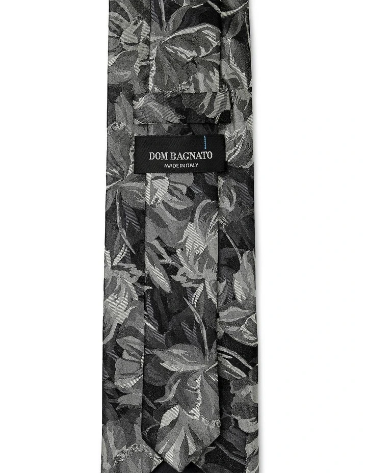 Peonia Grande Silk Tie In Black image 2