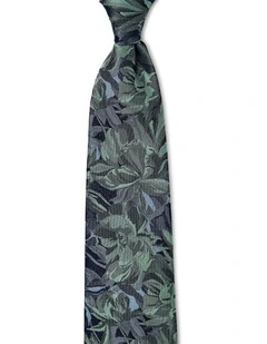 Peonia Grande Silk Tie In Olive