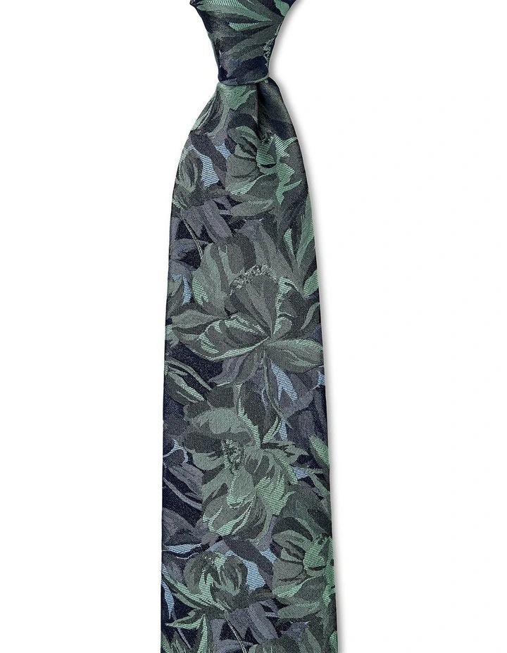 Peonia Grande Silk Tie In Olive image 1