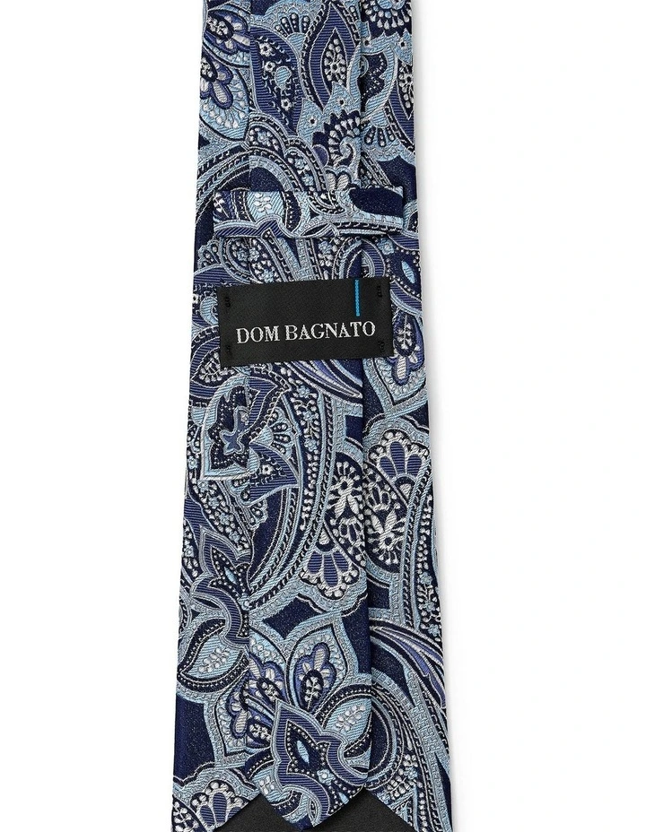 Paisley Grande Silk Tie In Azure image 2