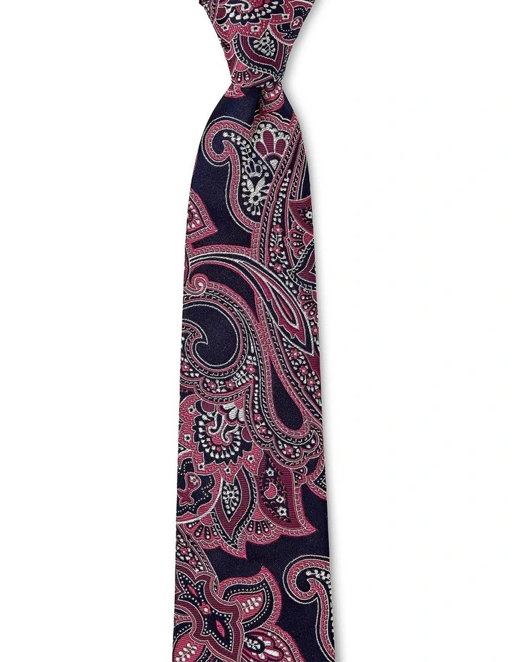 Paisley Grande Silk Tie In Bordeaux image 1