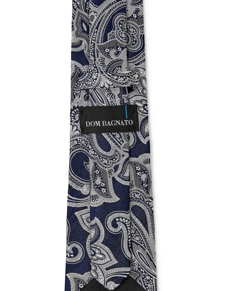 Paisley Grande Silk Tie In Pewter image 2