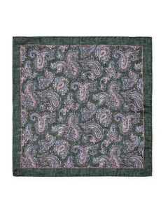 Oliva Paisley Silk Pochette In Olive