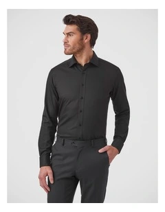 Turbina Tailored Fit French Cuff Shirt In Black