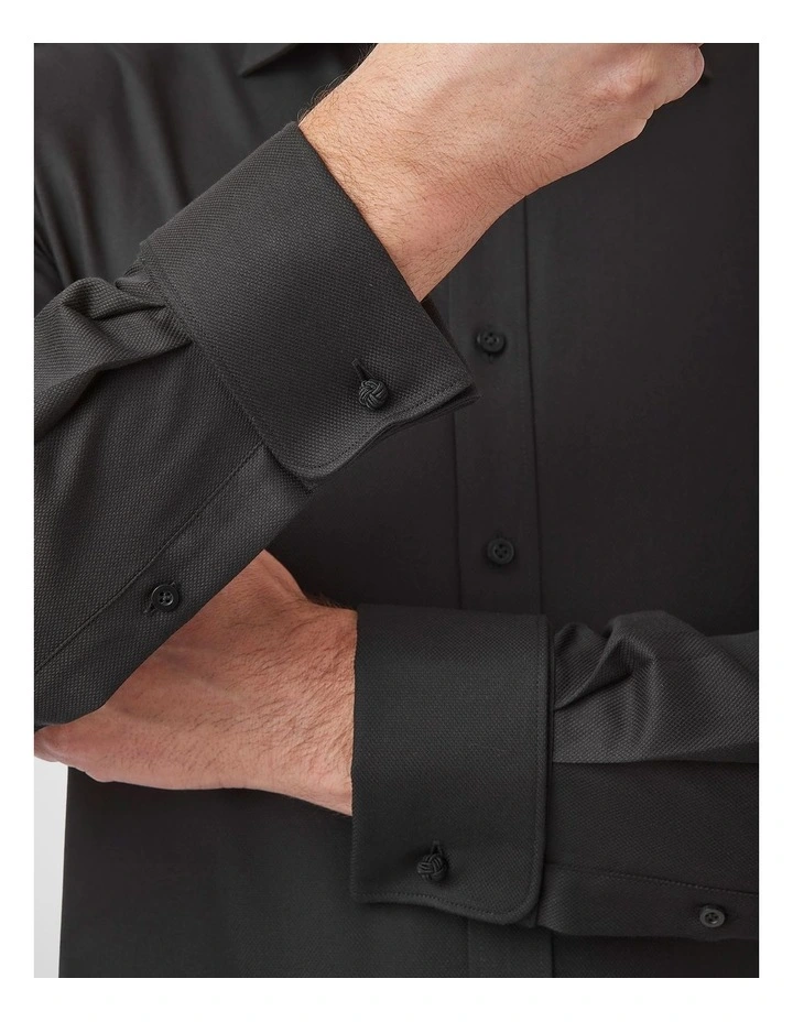Turbina Tailored Fit French Cuff Shirt In Black image 2