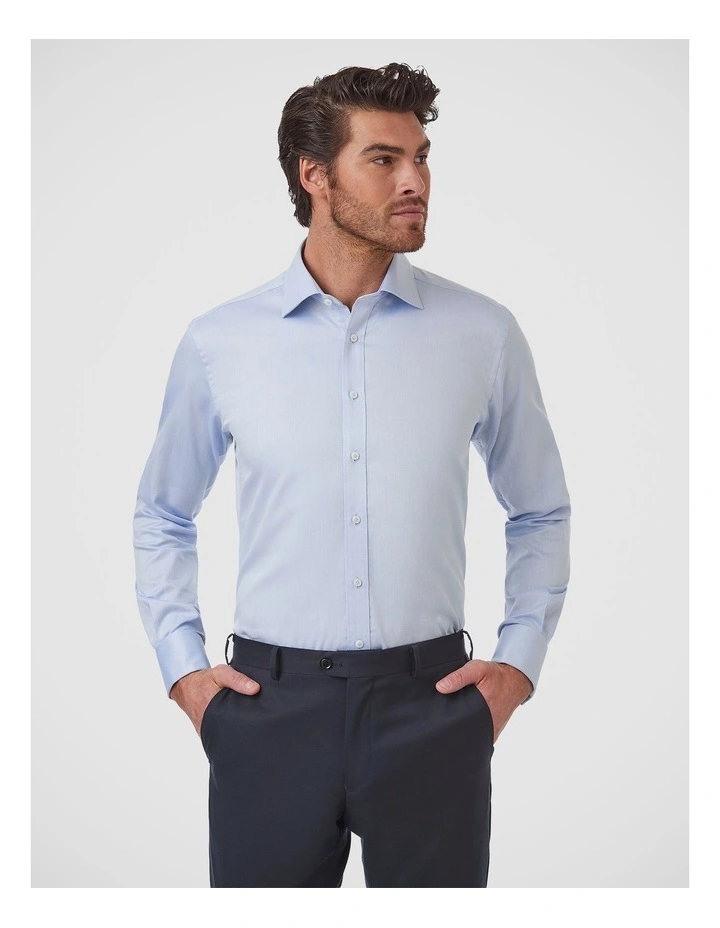 Turbina Tailored Fit French Cuff Shirt In Light Blue image 1