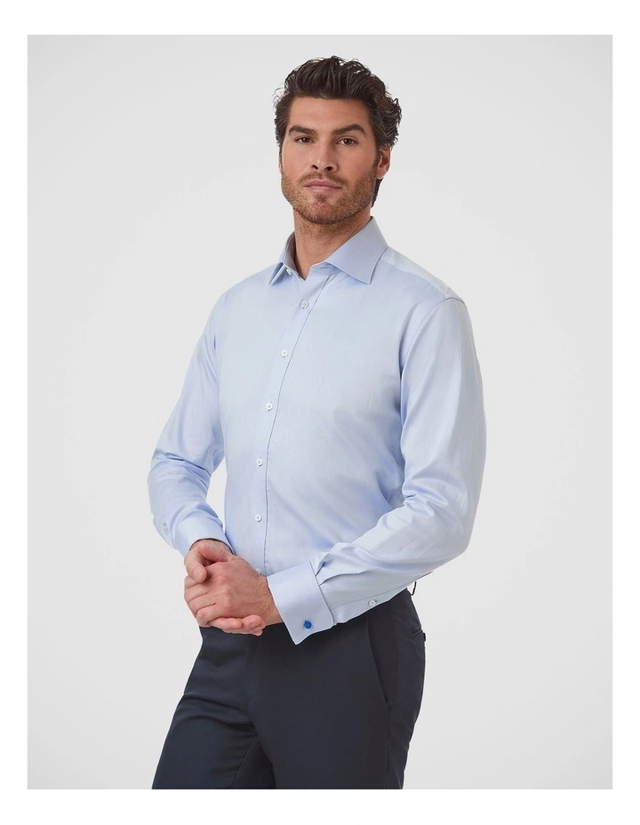 Turbina Tailored Fit French Cuff Shirt In Light Blue image 3