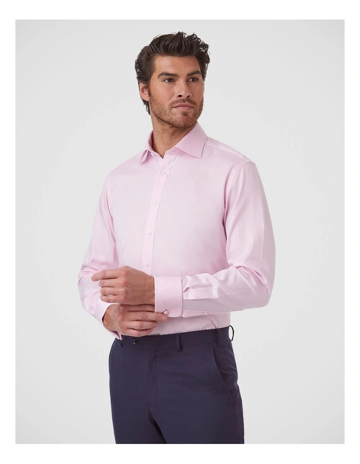 Turbina Tailored Fit French Cuff Shirt In Pink image 3