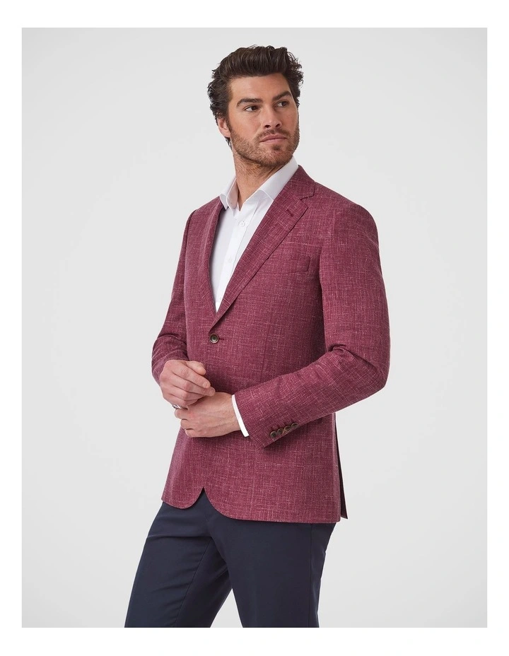 Angelo Tailored Fit Sports Jacket In Bordeaux image 2