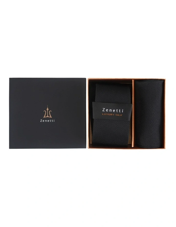 Zenetti Tie & Hank Set in Black image 3