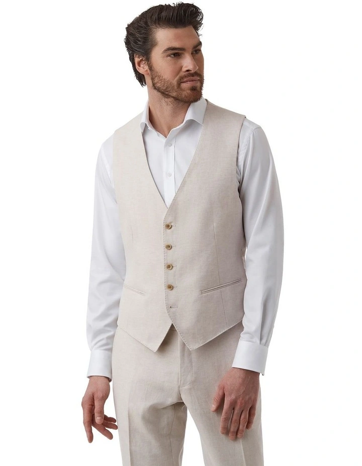 Fawkner Modern Fit Vest In Sand image 1