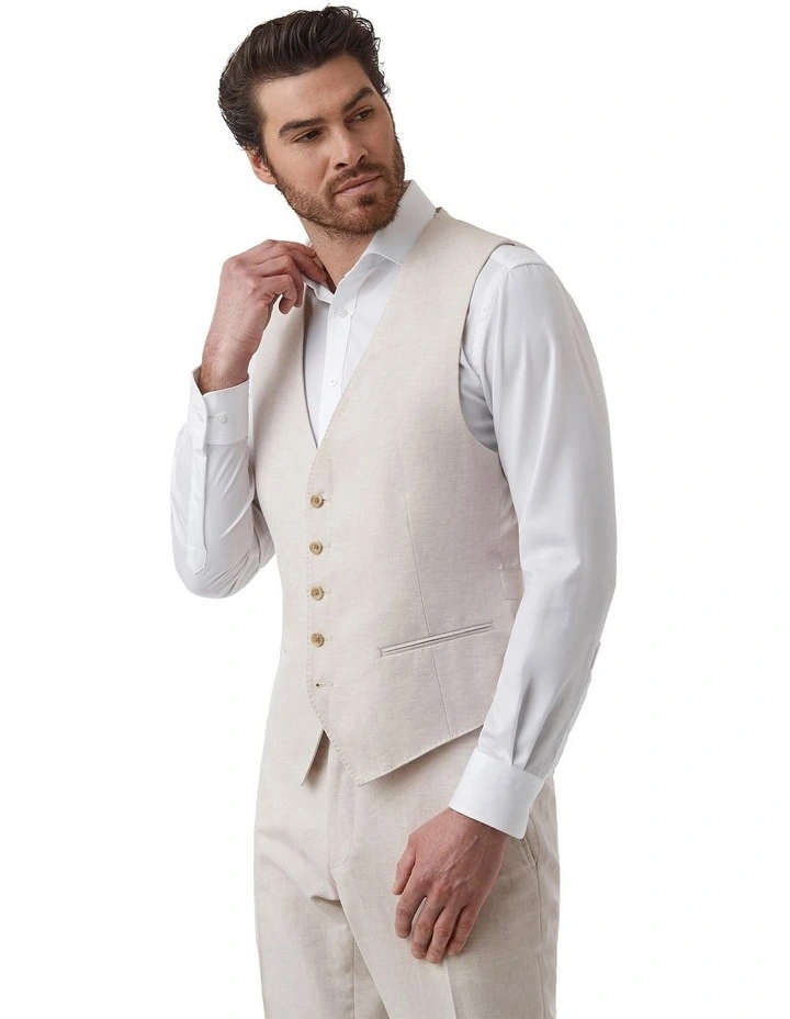 Fawkner Modern Fit Vest In Sand image 3