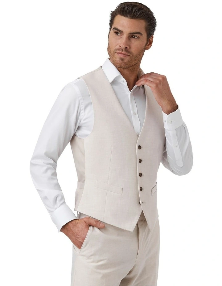 Taurus Tailored Fit Vest In Stone image 3