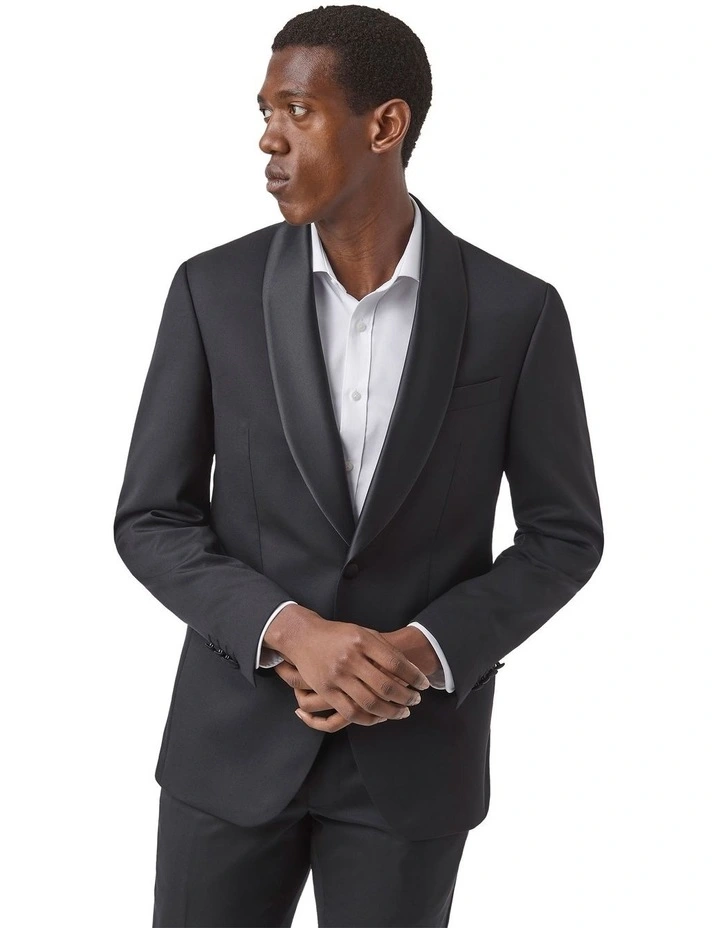 Ascot Slim Fit Shawl Jacket In Black image 1