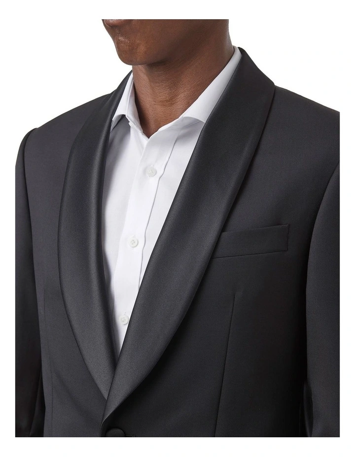 Ascot Slim Fit Shawl Jacket In Black image 4