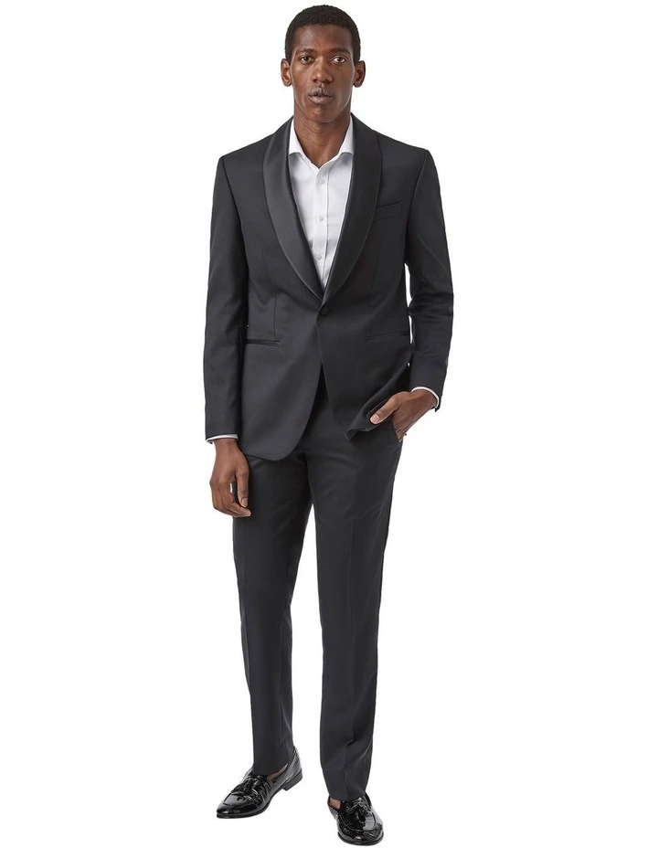 Ascot Slim Fit Shawl Jacket In Black image 5
