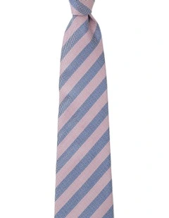 Awning Stripe Silk Tie In Pink