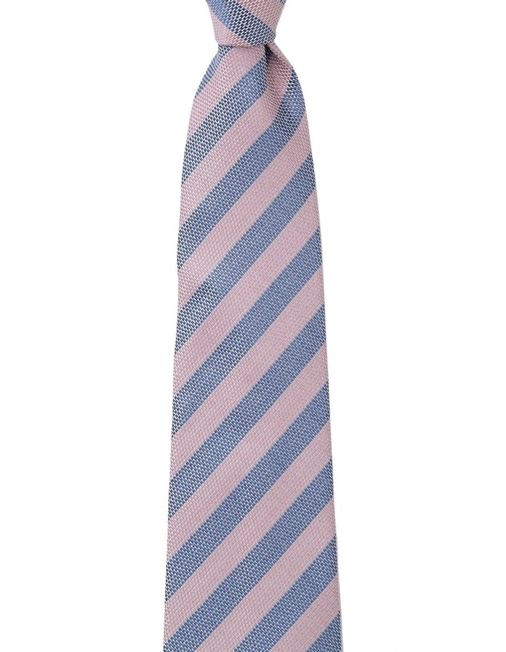 Awning Stripe Silk Tie In Pink image 1