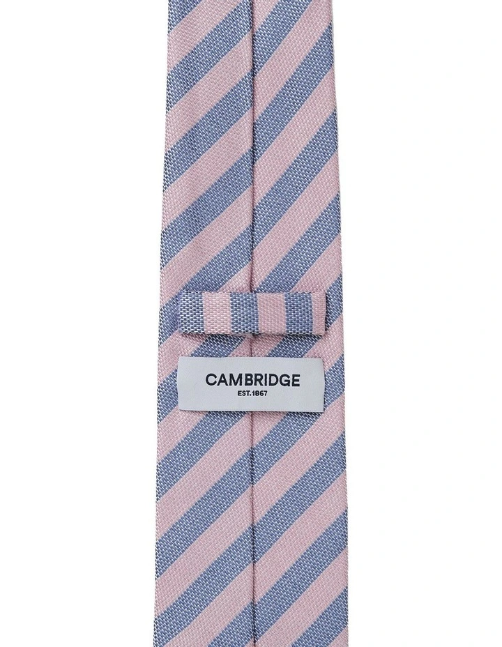 Awning Stripe Silk Tie In Pink image 2